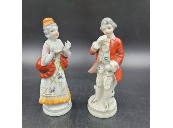Pair Of Antique Porcelain Colonial Figures - Made In Occupied Japan - Nice
