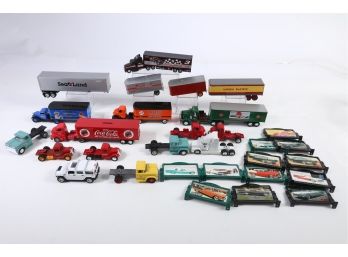Large Group Of Diecast Trucks, Cabs, And Cars, Mostly ERTL