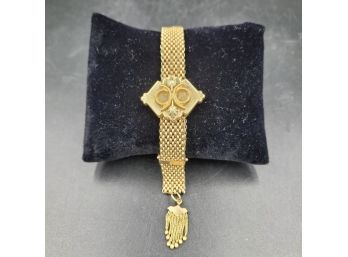 Antique  Ladies Gold Filled Mesh Bracelet With Tassel Patented 1912