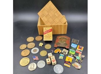 Lot Of Tokens, Commemoratives Coins, Collectible Lapel Pins, Etc.