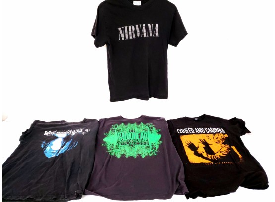 Lot Of 4 Band T-shirts Including Radiohead Nirvana And More