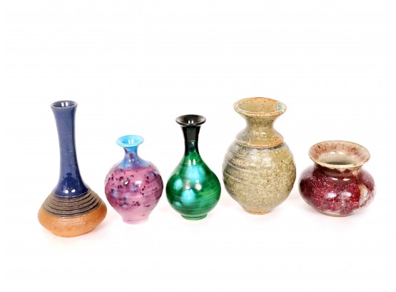 5 Art Pottery Small Vases