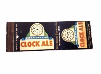 Clock Ale Waterbury Brewing Company Matchbook Cover