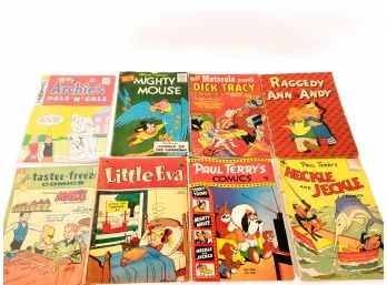 8 Vintage Comic Books Including Archie's Pals'N'Gals Mighty Mouse Duck Tracy Comics Raggedy Ann&andy And More