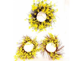 3 Yellow Freshia Floral Wreaths