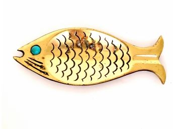 Brass Fish Trinket Tray Made In Isreal