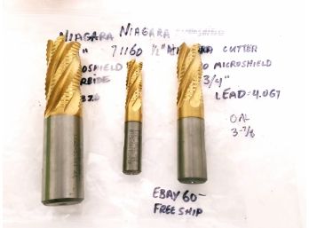 3 Niagra Microshield Carbide Drill Bits, 1/2', 3/4', 1'