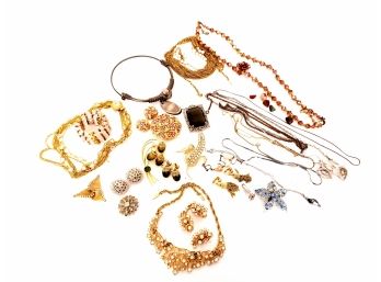 Costumes Jewelry Lot, Mostly Sarah Coventry Including Sets Necklaces Clip On Earrings Brouches And Bra