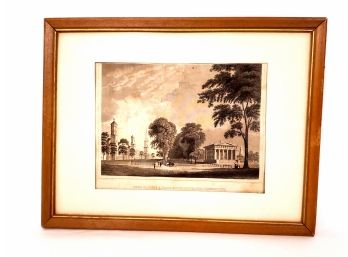 Antique Framed Yale College&state House New Haven Connecticut Print