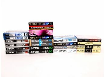 Large Lot Of Blank Cassette Tapes New In Packaging Including Maxell Fuji TDK Memorex And Radio Shack