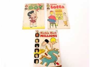 3 Vintage Harvey Comics Comic Books Including Richie Rich Millions