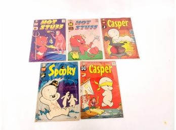 Lpt Of 5 Vintage Harvey Comics Comic Books Including Casper All In Protective Packaging