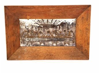 Mixed Metal Wooden Framed Last Supper Relief Plaque