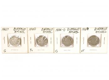 1929 (2), 1927, 1936-d  Buffalo Nickel