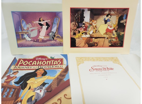 Disney Lithographs, Pocahontas And Snow White