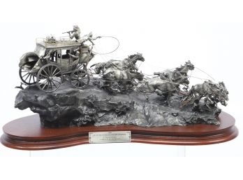 Michael Boyett Flat Out For Red River Station Realistic Old West Pewter  Sculpture Stage Coach #1572 / 2500