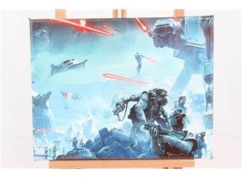 Star Wars 11' X 14' Signed & Numbered Print On Canvas *ATAT Battle Scene 008/100