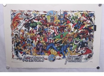 1993 Avengers 30th Anniversary George Perez Lithograph Poster Rare Limited Edition