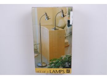Set Of 2 Brushed Steel Lamps - New In Box