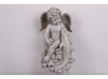Cupid With Dolphin Plastic Garden Statue