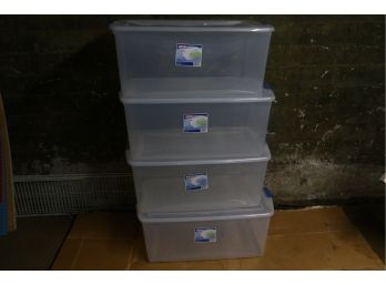 4 Large  Sterilite 105 Qt/99L Clear Plastic Storage Bins
