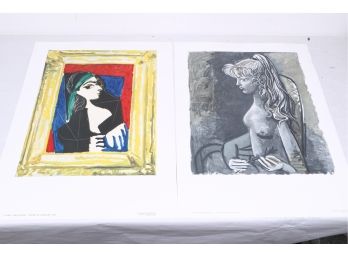 2 Vintage Pablo Picaso Prints 'sylvette Au Fauteuil' And 'portrait De Jacqueline' 1980
