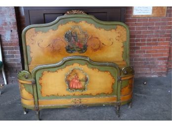 Vintage Antique Hand Painted Full Size Bed