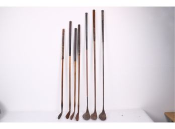 Group Of Vintage/antique Wood Shaft  Golf Clubs