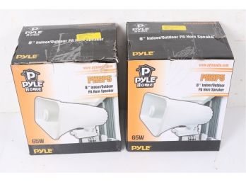 2 PYLE PHSP5 8 Inch 65W 8-Ohm Indoor & Outdoor PA Horns Speaker White Audio