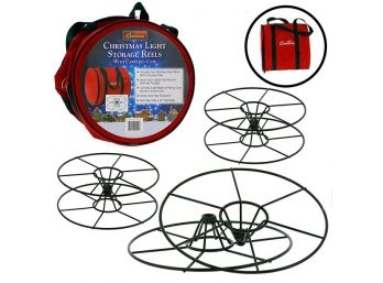 2 Christmas Light Storage Wheels With Bag- 3 Metal Reels With Carrying Case