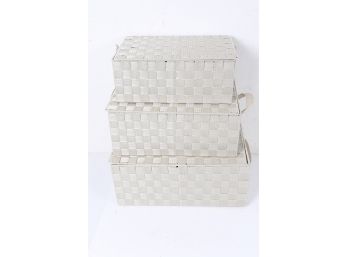 Storage Box Woven Lid Basket Bin Container Tote Cube Stackable Organizer Set New