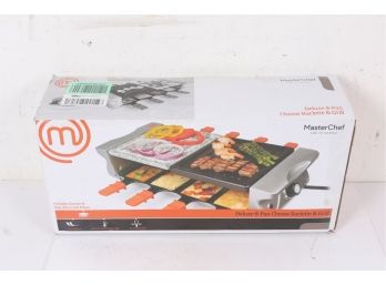 MasterChef Dual Cheese Raclette Table Grill W Non-stick Grilling Plate And Cooking Stone New