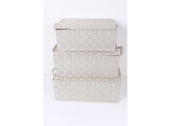 Storage Box Woven Lid Basket Bin Container Tote Cube Stackable Organizer Set New
