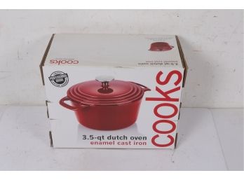 Cooks 3.5 Quart Enamel Cast Iron Red Dutch Oven New