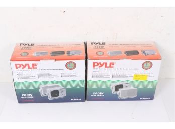 2 Pairs Of Pyle PLMR24 3.5' 200W 3-Way Marine Audio Speakers Outdoor Weatherproof (Pair) 1 White 1 Black