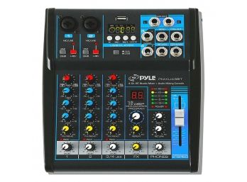 PYLE PMXU43BT Audio Mixer Sound Board Console System 4 Channel Bluetooth