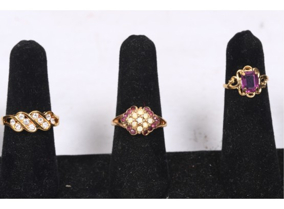 3 18kt Gold Electroplated Ladies Rings Size 8 And 5