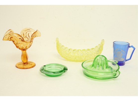 Miscellaneous Depression Glass Lot ~ Cobalt Shirley Temple Mug, Vaseline Glass & More!!