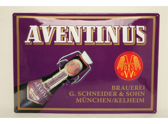 Vintage Aventinus Embossed Metal Advertising Sign