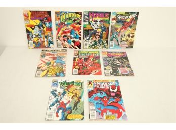 9 Miscellaneous Marvel Comics ~ Punisher Spiderman, Silver Surfer, Venom, Morbius & More