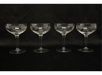 4 Antique Fostoria Crystal Champagne Glasses