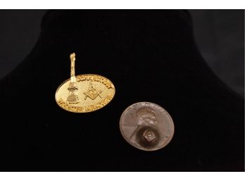 2 Masonic Related Items: 1 Pin & 1 Coin W/masonic Symbol