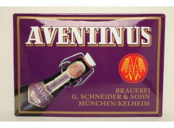 Vintage Aventinus Embossed Metal Advertising Sign