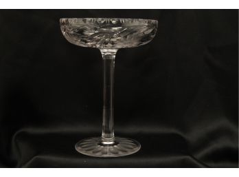 Antique Floral/sunflower Etched Crystal Compote