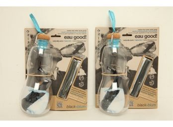 2 New Black & Blum EAU Good Charcoal Filter Water Bottles W/Teal Top