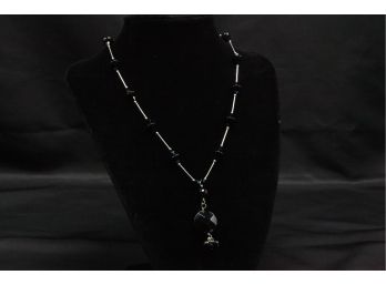 Sterling Silver & Dark Stone Necklace