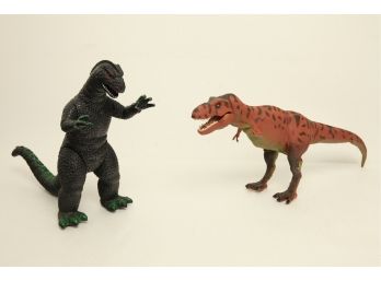 Large Godzilla & T-rex Toy Figures
