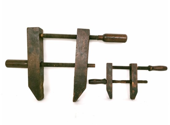 2 Antique Wooden Clamps