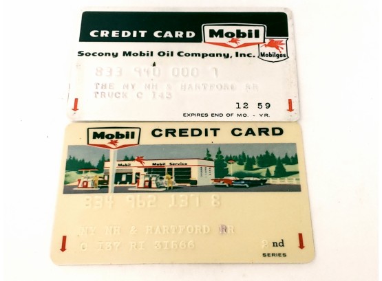 Pair Of Mobil Gas Credit Cards From NY NH &HARTFORD RR RAILROAD