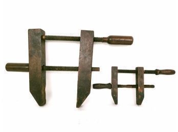 2 Antique Wooden Clamps